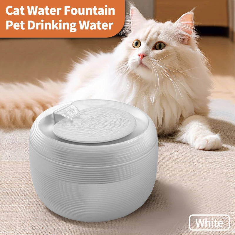 Smart 25dB Extremely Quiet BPA-Free Cat Water Dispenser Pet Water Fountain for Cats and Dogs Built-in LED Light(White)