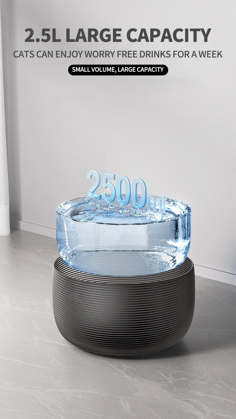 Smart 25dB Extremely Quiet BPA-Free Cat Water Dispenser Pet Water Fountain for Cats and Dogs Built-in LED Light(White)